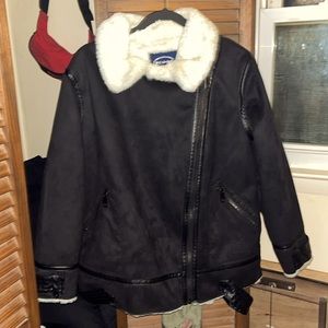 black suede fur scoop woman’s coat